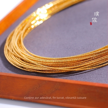 Colier torsadă placat cu aur 24k pentru claviculă cu pandantiv – cupru, iarna 2023, stil elegant, proaspăt și dulce