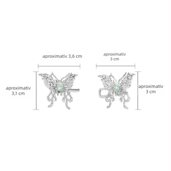 Cataram talie cu design de fluture pentru fuste și pantaloni, aliaj de zinc, placare electroplatină, Green Ghost Crystal încrustat