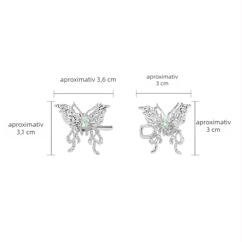 Cataram talie cu design de fluture pentru fuste și pantaloni, aliaj de zinc, placare electroplatină, Green Ghost Crystal încrustat
