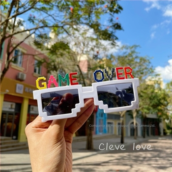 Ochelari amuzanți cu mozaic – recuzită pentru fotografii, ramă policarbonat, stil full-frame, Thumbs-up, 2021