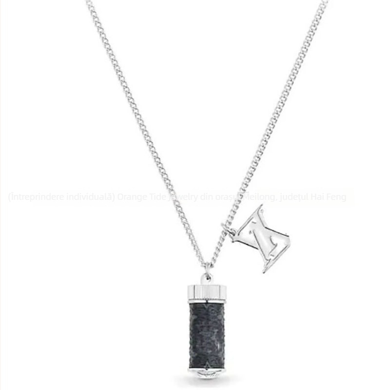Colier cu flacon de parfum din oțel de titan, pandantiv din oțel titan, lanț încrucișat, 61–70 cm, 6 g, stil lux lejer