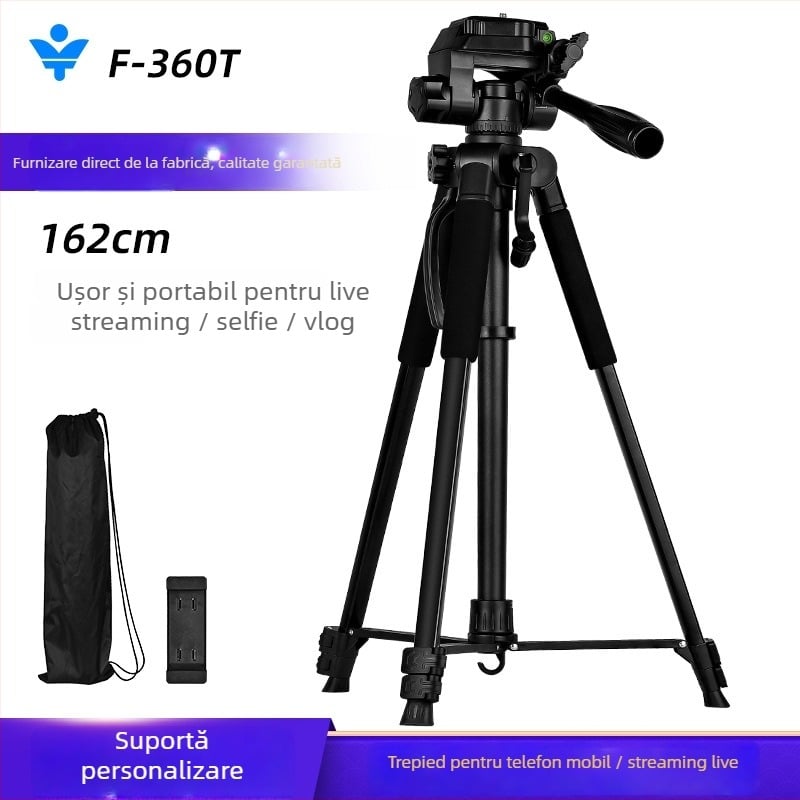 Trepied pentru fotografie și videografie cu gimball tridimensional – construcție metalică, 3 secțiuni, încărcare până la 2 kg