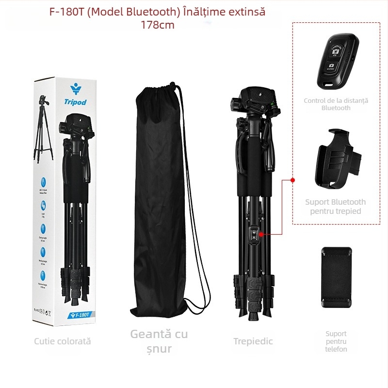 Trepied pentru fotografie și videografie cu gimball tridimensional – construcție metalică, 3 secțiuni, încărcare până la 2 kg