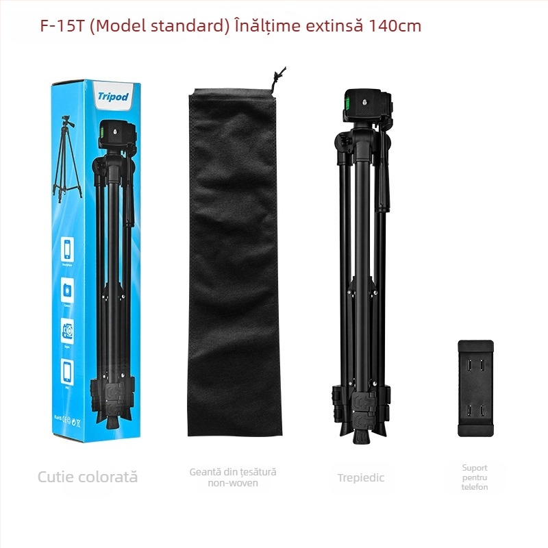 Trepied pentru fotografie și videografie cu gimball tridimensional – construcție metalică, 3 secțiuni, încărcare până la 2 kg