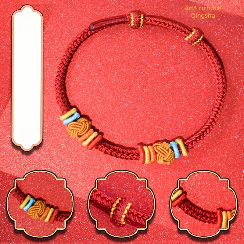 Brățară DIY împletită din sfoară, stil etnic unisex, lucrată manual, primăvara 2025