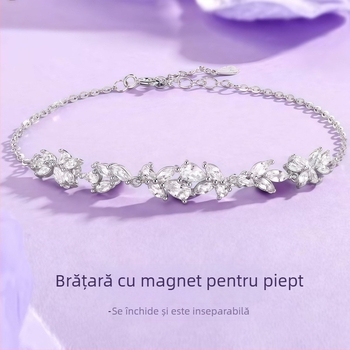 Brățară din argint 925 cu motiv de floare și zâmbet, unisex, stil cuplu