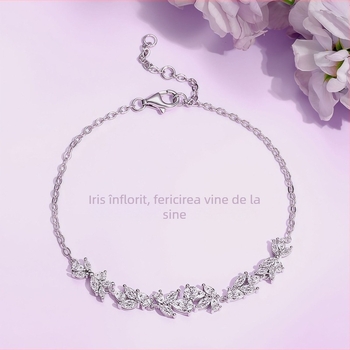 Brățară din argint 925 cu motiv de floare și zâmbet, unisex, stil cuplu