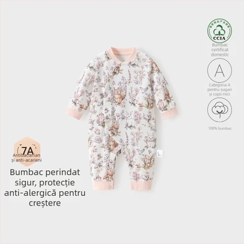 Salopetă din bumbac pentru fetițe, mâneci lungi, închidere diagonală, 100% bumbac, primăvară și toamnă