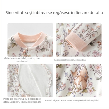 Salopetă din bumbac pentru fetițe, mâneci lungi, închidere diagonală, 100% bumbac, primăvară și toamnă