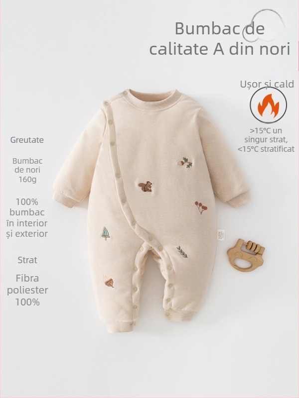 Salopetă pentru bebeluți, din bumbac 100%, căptușită, unisex, pentru nou-născuți
