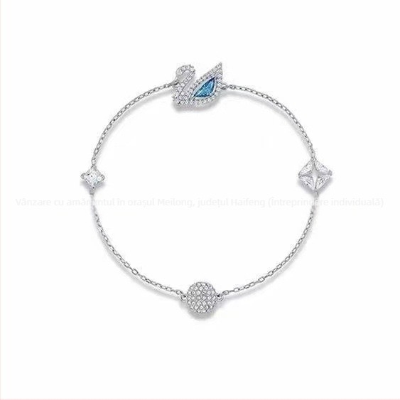 Brățară cu motiv lebădă, cupru, închidere magnetică invizibilă, cu diamante, pentru femei