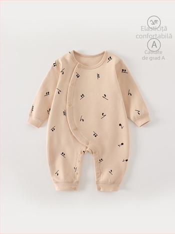 Combinezon pentru nou-născuți din bumbac, fără cusături, cu mâneci lungi, pentru toate sezoanele, 100% bumbac, unisex
