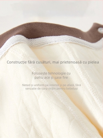 Salopetă bebeluși din bumbac, fără oase, mâneci lungi, închidere frontală, pentru toate sezoanele
