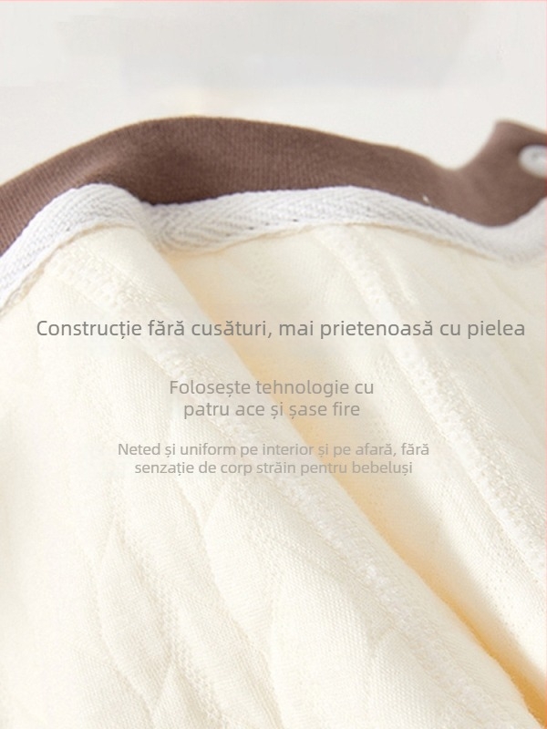 Salopetă bebeluși din bumbac, fără oase, mâneci lungi, închidere frontală, pentru toate sezoanele