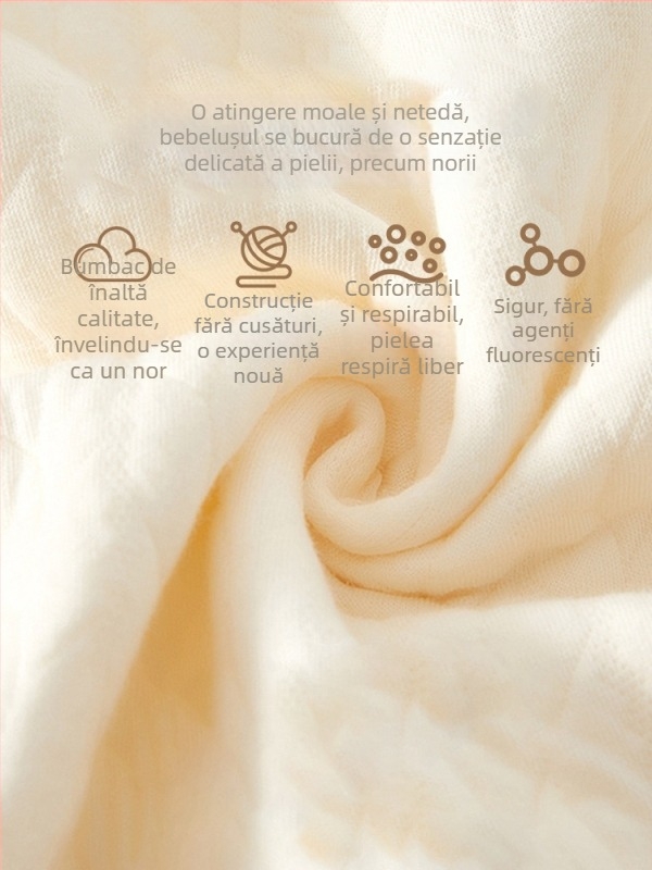 Salopetă bebeluși din bumbac, fără oase, mâneci lungi, închidere frontală, pentru toate sezoanele