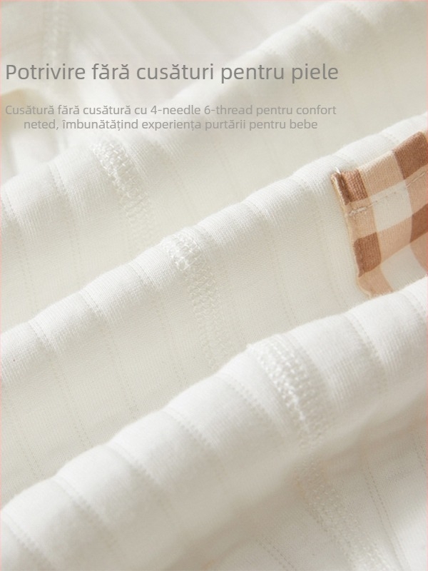 Salopetă de bebeluș din bumbac 100%, toamnă-iarnă, mâneci lungi, închidere frontală simplă, unisex