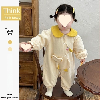 Romp corduroy pentru nou-născuți, mâneci lungi, design pentru târâre, material ușor, primăvara 2025