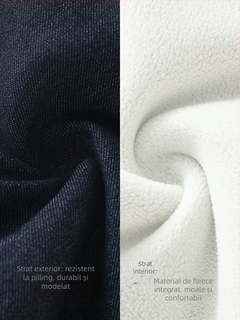 Duuduu Pantaloni pentru copii - Stil coreean, Casual, cu fleece, Unisex pentru sugari și copii mici (1–3 ani), Iarna 2025, Amestec poliester (80,5% poliester, 18,4% viscoză, 1,1% spandex)