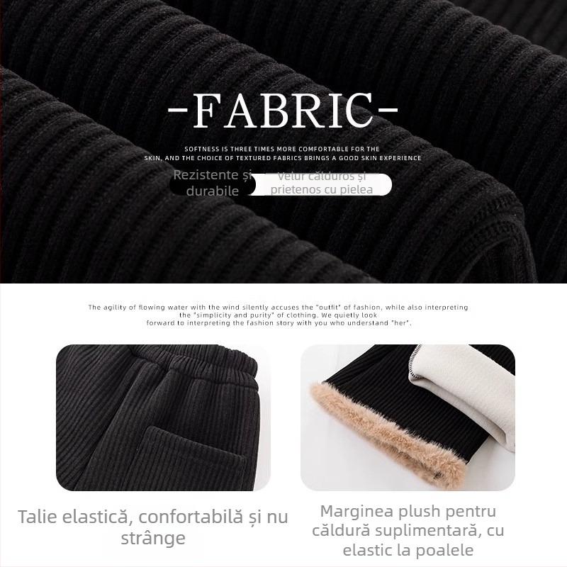 Pantaloni evazați din velur pentru fetițe, talie elastică, iarnă, pentru copii de peste 8 ani