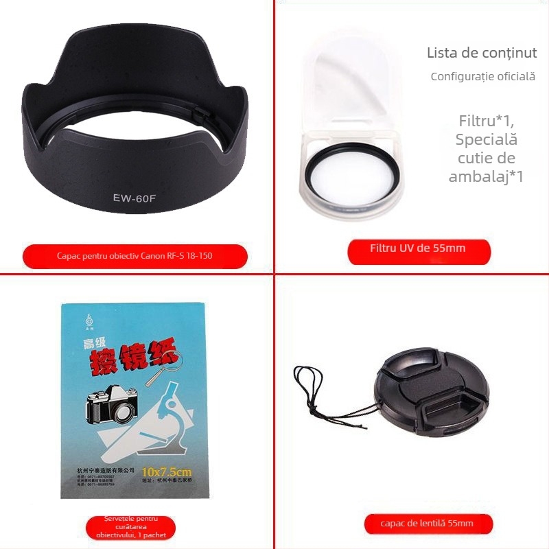 Parasolar pentru obiectiv pentru seria Canon EOS R, obiectiv RF-S 18-150mm, montaj bayonet, procesare OEM