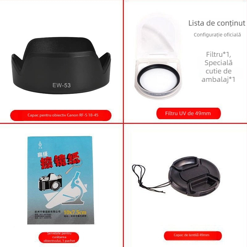 Parasolar pentru obiectiv pentru seria Canon EOS R, obiectiv RF-S 18-150mm, montaj bayonet, procesare OEM