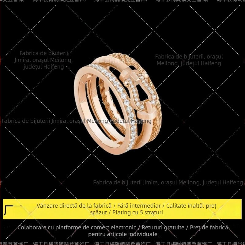 Inel Koko&qiqi - Cataramă potcoavă, Unisex, Design geometric (Rom rb/U‑Formă) - Zirconiu cubic sintetic, Tăiere diamant, Acoperire metalică - Stil ușor luxos