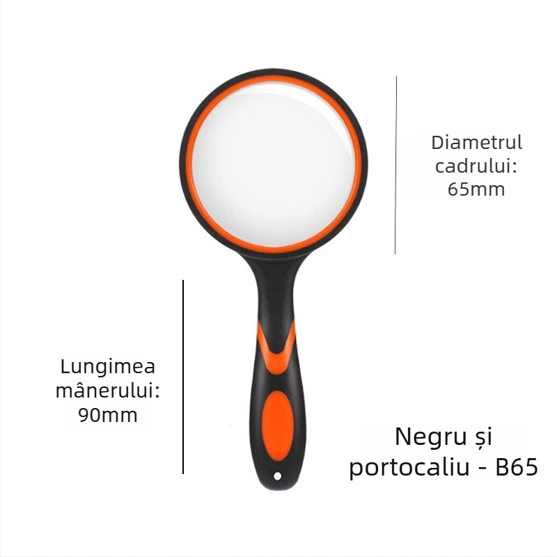 Lupa de mână din sticlă cu definiție înaltă pentru citire și identificarea bijuteriilor, mâner din silicon