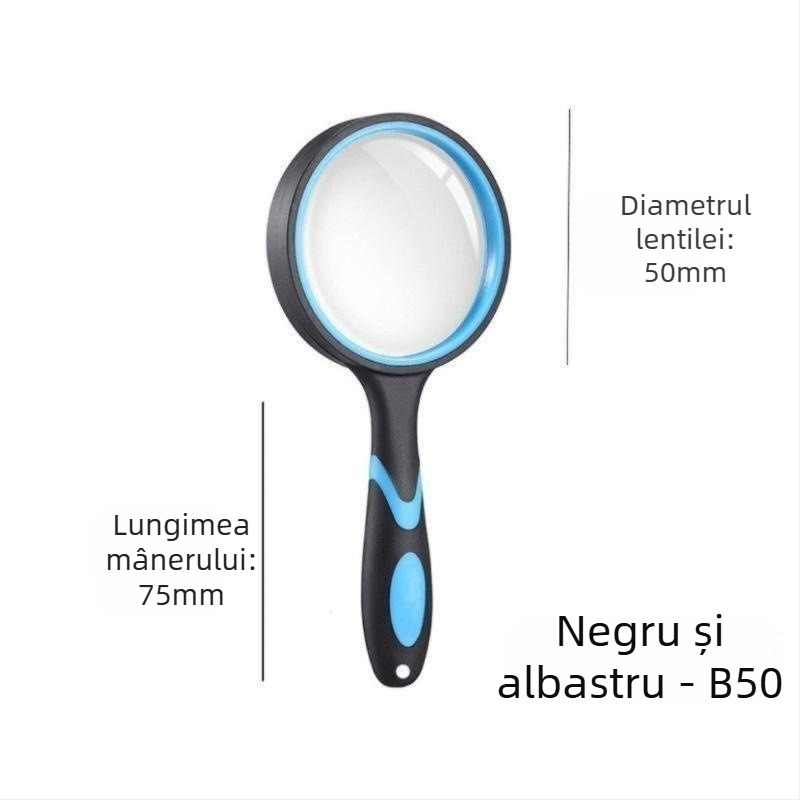 Lupa de mână din sticlă cu definiție înaltă pentru citire și identificarea bijuteriilor, mâner din silicon