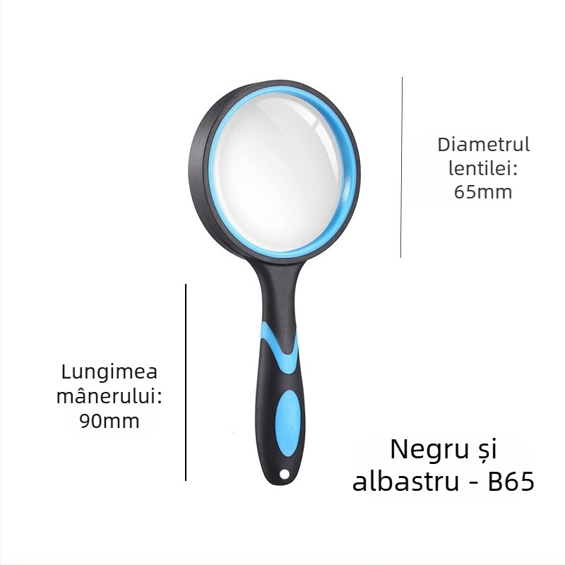 Lupa de mână din sticlă cu definiție înaltă pentru citire și identificarea bijuteriilor, mâner din silicon