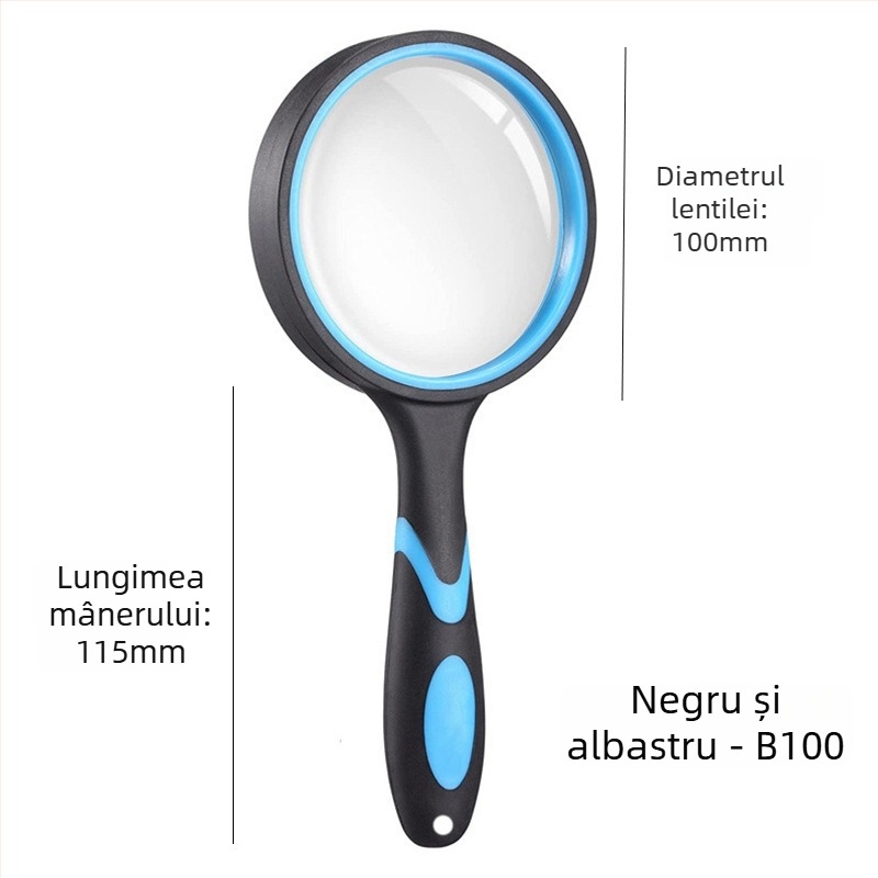 Lupa de mână din sticlă cu definiție înaltă pentru citire și identificarea bijuteriilor, mâner din silicon