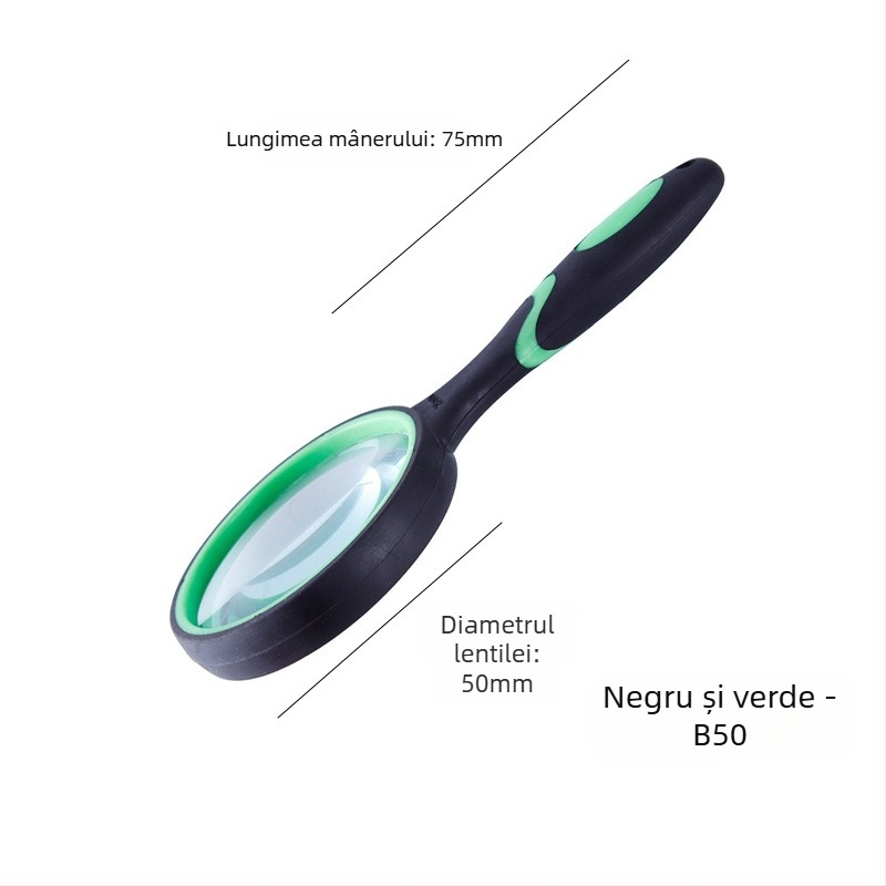 Lupa de mână din sticlă cu definiție înaltă pentru citire și identificarea bijuteriilor, mâner din silicon