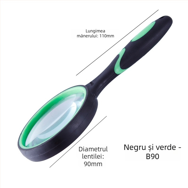 Lupa de mână din sticlă cu definiție înaltă pentru citire și identificarea bijuteriilor, mâner din silicon