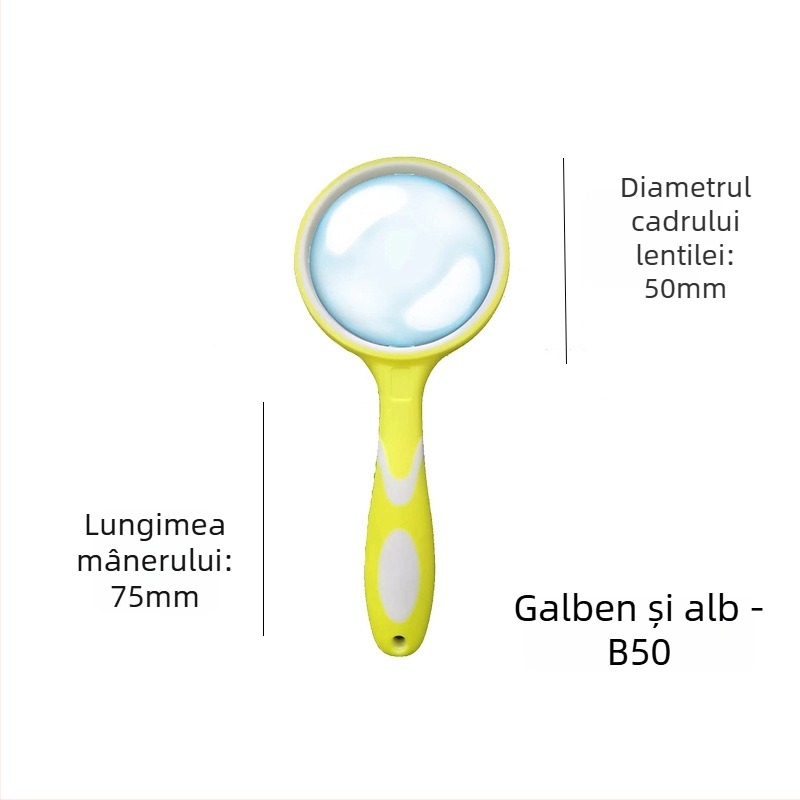 Lupa de mână din sticlă cu definiție înaltă pentru citire și identificarea bijuteriilor, mâner din silicon