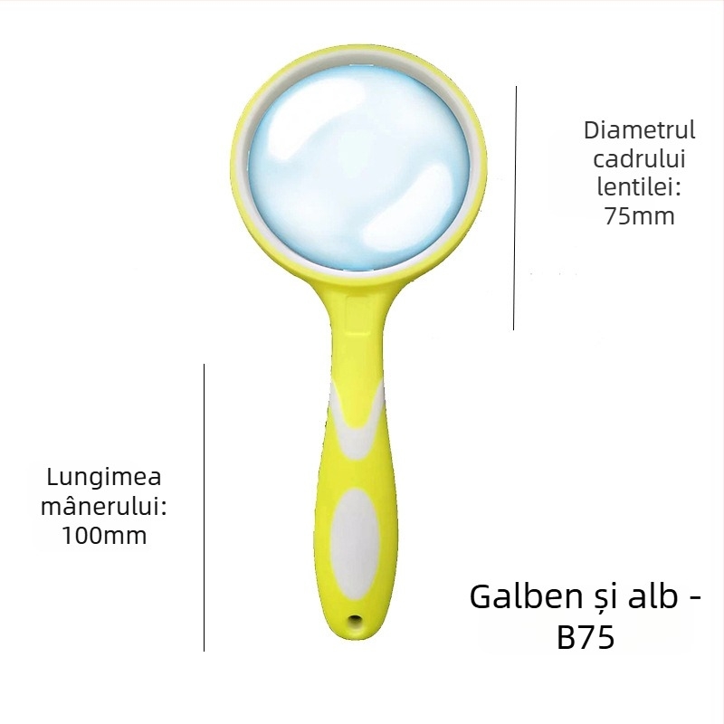 Lupa de mână din sticlă cu definiție înaltă pentru citire și identificarea bijuteriilor, mâner din silicon