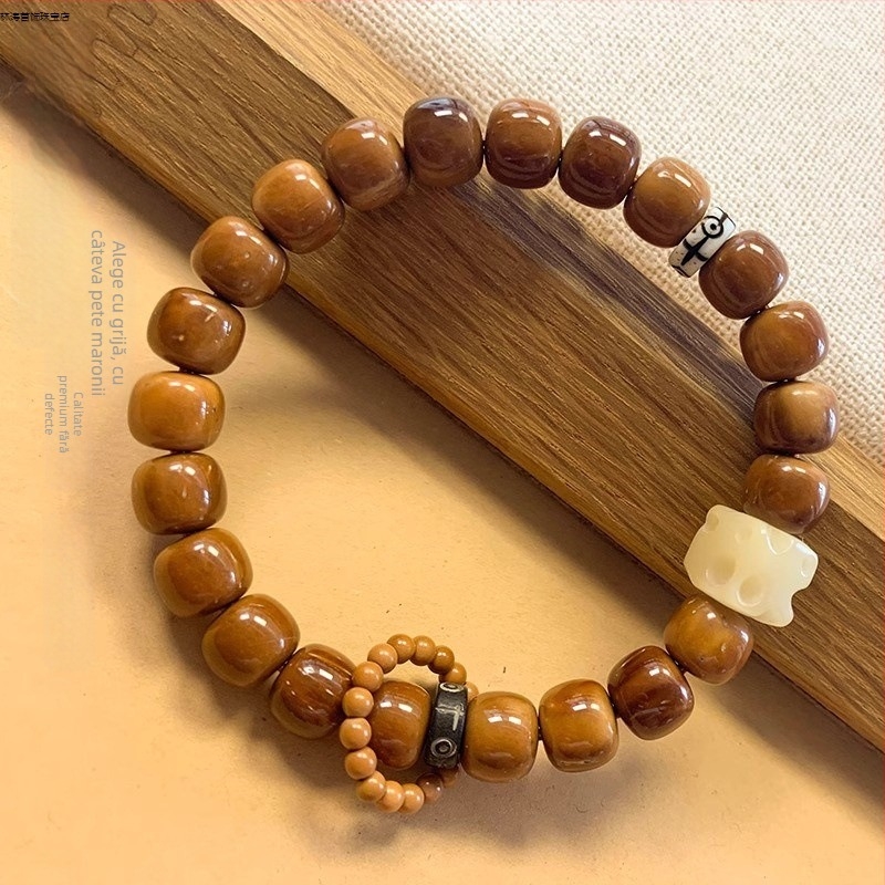 Brățară buddhistă cu mărgele Bodhi seed, șir unic, stil modern minimalist, brand Master Chen, Bodhi seed mărgele, iarna 2022