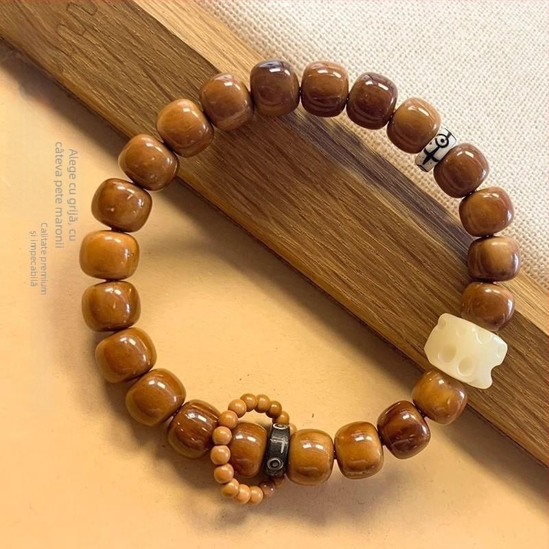 Brățară buddhistă cu mărgele Bodhi seed, șir unic, stil modern minimalist, brand Master Chen, Bodhi seed mărgele, iarna 2022