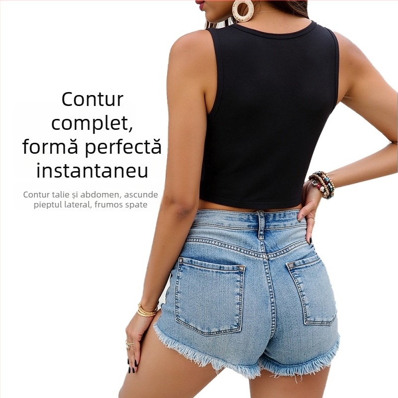 Top fără mâneci pentru femei, poliester respirabil, 95–100% poliester, guler rotund, vară