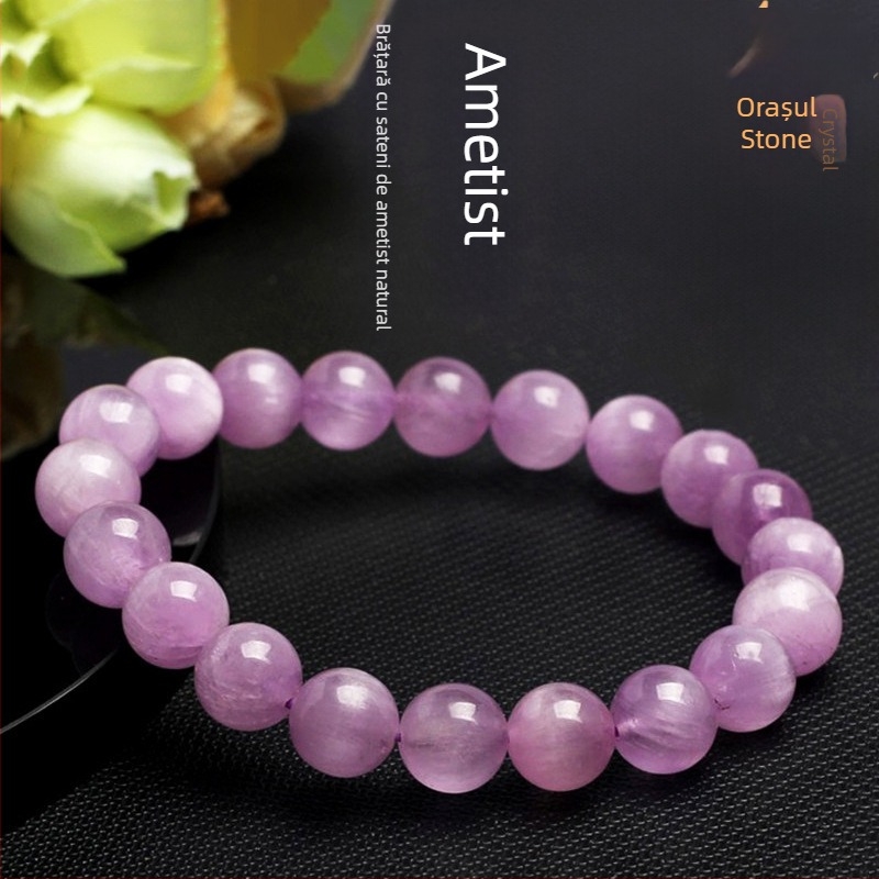 Brățară Kunzite, cu mărgele rotunde, design cu un singur șir; Material: bazat pe litiu; Finisaj: electroplacare; Origine: Lianyungang; Lansare: primăvara 2025