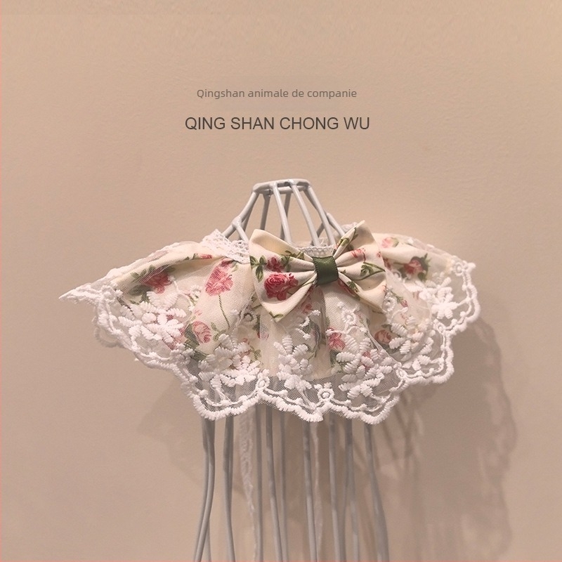 Prosop pentru saliva pentru animale de companie, model cu flori rupte, bumbac, stil prințesă, origine Zhejiang