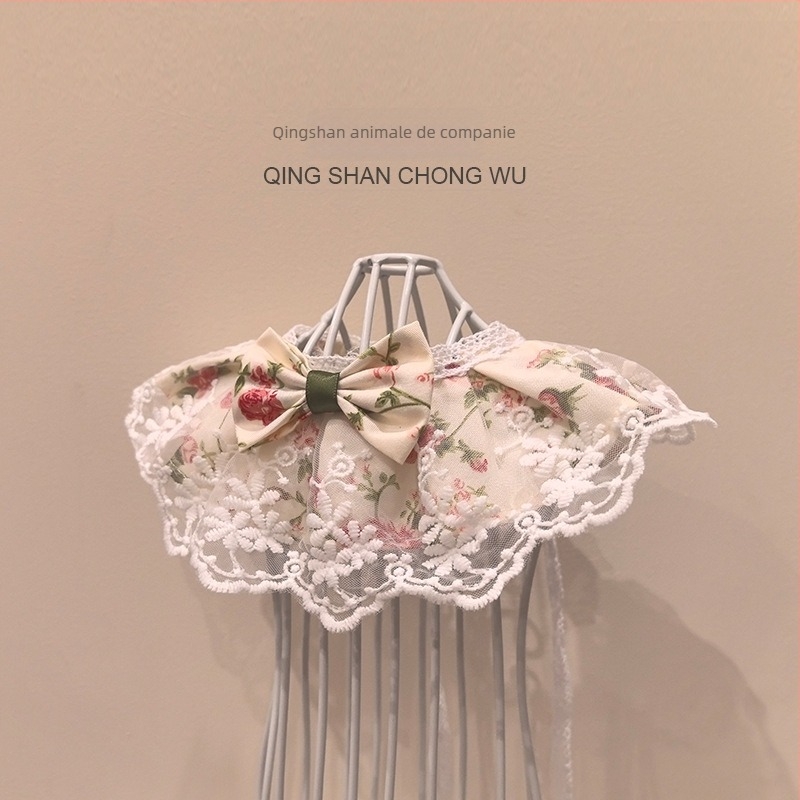 Prosop pentru saliva pentru animale de companie, model cu flori rupte, bumbac, stil prințesă, origine Zhejiang