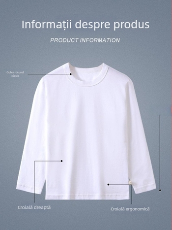 Tricou alb din bumbac 100% pentru copii, mâneci lungi, guler rotund, unisex, 3–8 ani, 100–140 cm, design tie-dye pictat manual