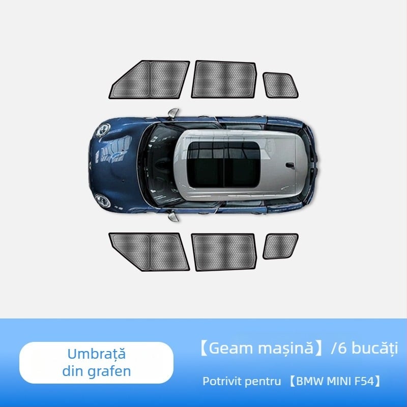 Umbră de soare pentru MINI Cooper de la carAwait – material titan, montaj plat, imprimare logo disponibil