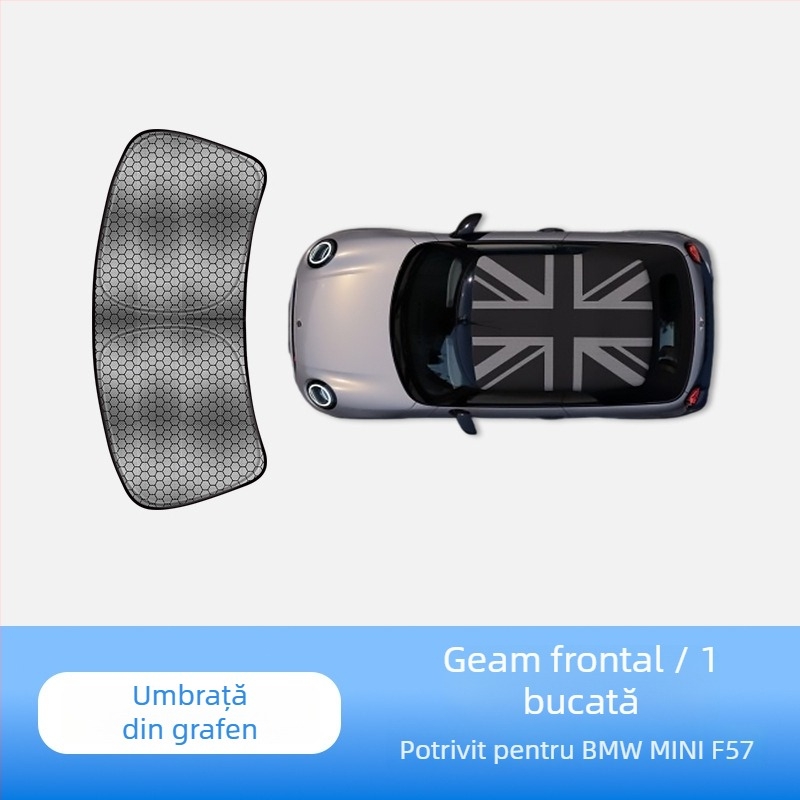 Umbră de soare pentru MINI Cooper de la carAwait – material titan, montaj plat, imprimare logo disponibil