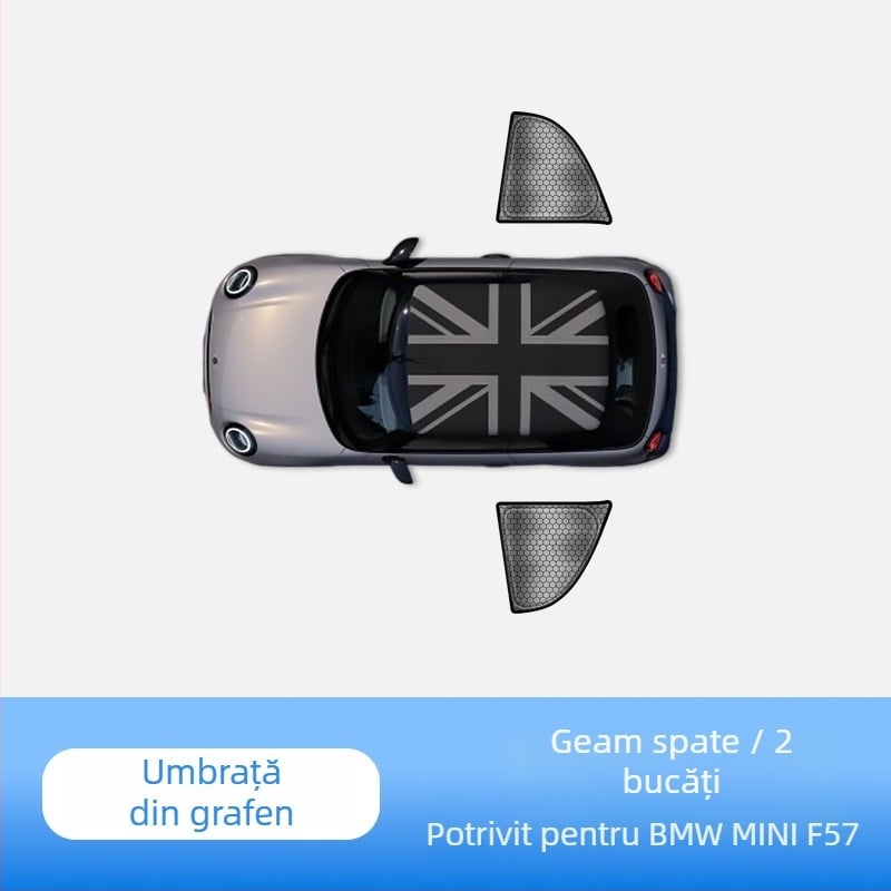 Umbră de soare pentru MINI Cooper de la carAwait – material titan, montaj plat, imprimare logo disponibil