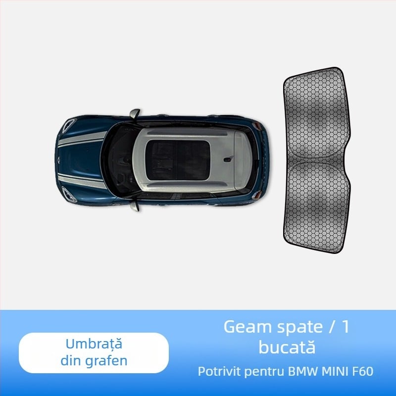 Umbră de soare pentru MINI Cooper de la carAwait – material titan, montaj plat, imprimare logo disponibil