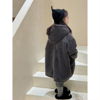 Jachetă din bumbac pentru fetițe, stil coreean, reversibilă, cu glugă, pentru toamnă-iarnă