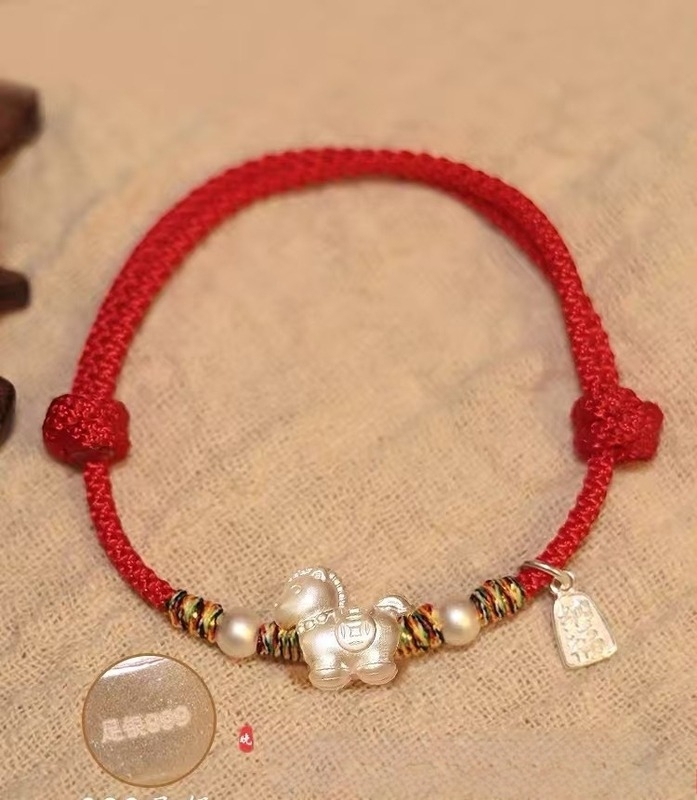 Brățară din argint S999 cu șnur, lucrată manual, stil chinezesc, stil pentru cuplu, lansare vară 2025, marcă privată autorizată