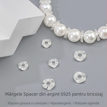 Accesorii DIY pentru bijuterii – Mărgele spacer cu dungi în valuri, argintiu 925, electroplacare