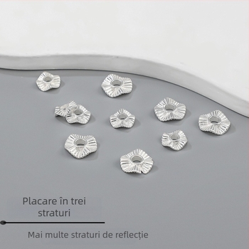Accesorii DIY pentru bijuterii – Mărgele spacer cu dungi în valuri, argintiu 925, electroplacare