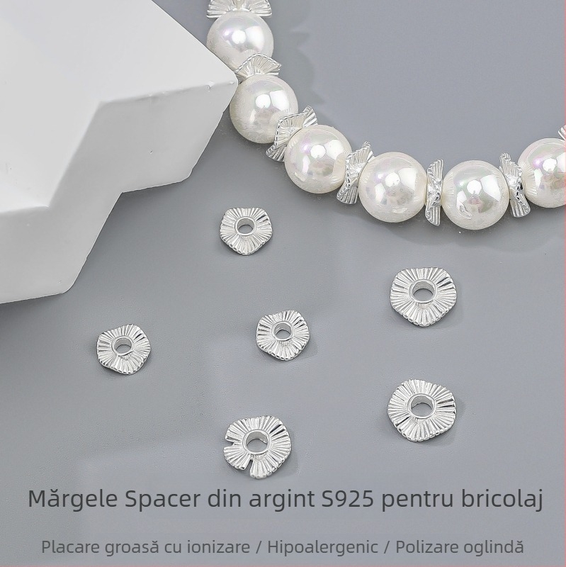 Accesorii DIY pentru bijuterii – Mărgele spacer cu dungi în valuri, argintiu 925, electroplacare